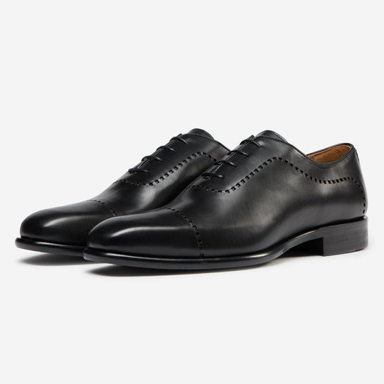 StrideUp Atrani Black Men's Oxford Shoes