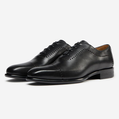 StrideUp Atrani Black Men's Oxford Shoes