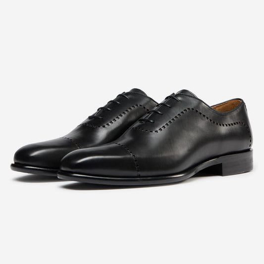 StrideUp Atrani Black Men's Oxford Shoes